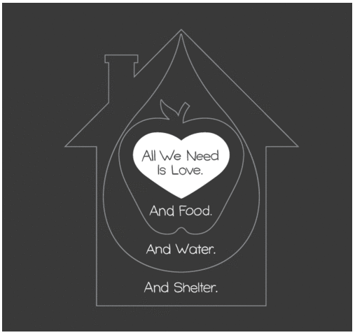 all we need is love. and food. and water. and shelter.